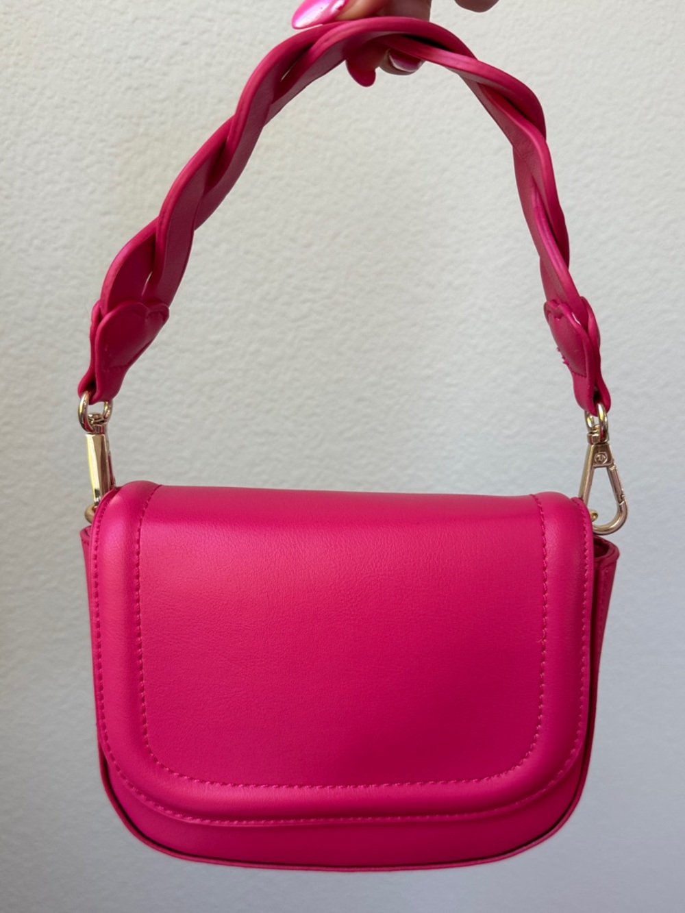 Pink Braided-Handle Shoulder Bag
